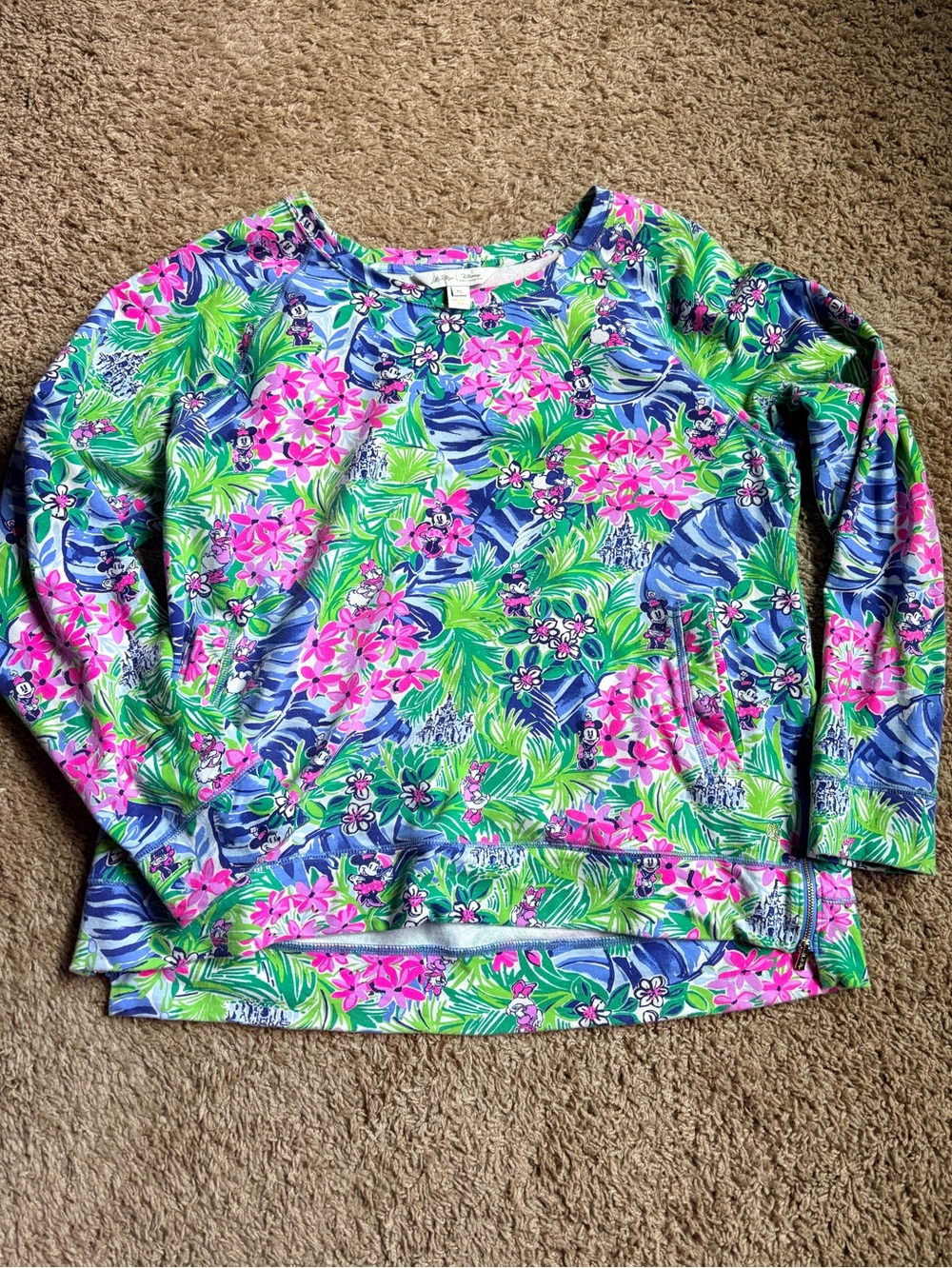 Disney Lilly Pulitzer Floral Long Sleeve Tee - Blue, Pink & Green